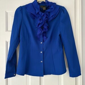 Elegant Blue Ruffled Women's Top NWT